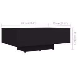 vidaXL Coffee Table Black Engineered Wood Living Room Furniture Couch Table - Additional view 6