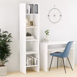 vidaXL Book Cabinet White Chipboard Bookcase Standing Shelf Storage Rack Room