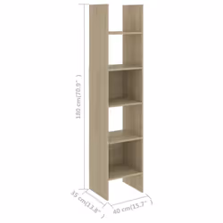 vidaXL Book Cabinet Sonoma Oak Engineered Wood Bookcase Standing Storage Rack - Additional view 4