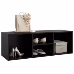 vidaXL Shoe Storage Bench Black Engineered Wood Shoe Storage Cabinet Cupboard - Additional view 2