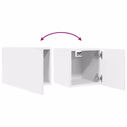 vidaXL 2x Wall Mounted TV Cabinets White Hanging Cupboard TV Unit Hifi Cabinet - Additional view 7