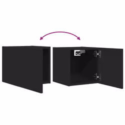 vidaXL 2x Wall Mounted TV Cabinets Black Hanging Cupboard TV Unit Hifi Cabinet - Additional view 7