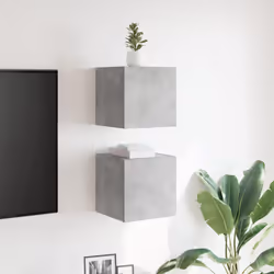 vidaXL 2x Wall Mounted TV Cabinets Concrete Grey Hanging Cupboard TV Stand