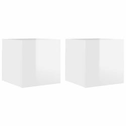 vidaXL 2x Wall Mounted TV Cabinets High Gloss White Floating Cupboard Stand