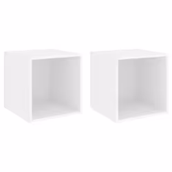 vidaXL 2x Wall Cabinets White Engineered Wood Hanging Floating Cabinet Shelf