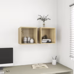 vidaXL Wall Cabinet Sonoma Oak 37x37x37 cm Chipboard Storage Hanging Shelf - Additional view 6