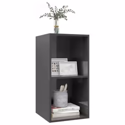vidaXL Wall-mounted TV Cabinet High Gloss Grey Engineered Wood Unit Cabinet