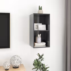 vidaXL Wall-mounted TV Cabinet High Gloss Grey Engineered Wood Unit Cabinet - Additional view 6