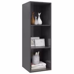vidaXL Wall-mounted TV Cabinet High Gloss Grey Engineered Wood Unit Cabinet