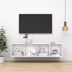vidaXL Wall-mounted TV Cabinet White Engineered Wood Unit Plasma Hifi Cabinet