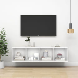 vidaXL Wall-mounted TV Cabinet White Engineered Wood Unit Plasma Hifi Cabinet