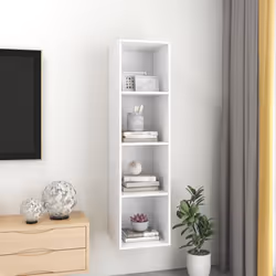 vidaXL Wall-mounted TV Cabinet White Engineered Wood Unit Plasma Hifi Cabinet - Additional view 6