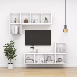 vidaXL Wall-mounted TV Cabinet White Engineered Wood Unit Plasma Hifi Cabinet - Additional view 8