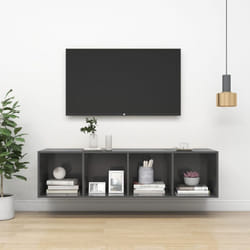 vidaXL Wall-mounted TV Cabinet High Gloss Grey Engineered Wood Unit Cabinet