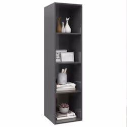 vidaXL Wall-mounted TV Cabinet High Gloss Grey Engineered Wood Unit Cabinet