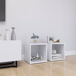 vidaXL 2x TV Cabinets White Engineered Wood Stereo Furniture HiFi Cabinet