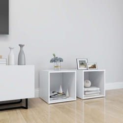 vidaXL 2x TV Cabinets White Engineered Wood Stereo Furniture HiFi Cabinet