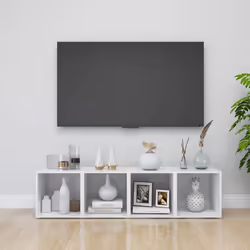 vidaXL 2x TV Cabinets White Engineered Wood Stereo Furniture HiFi Cabinet - Additional view 7