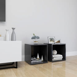 vidaXL 2x TV Cabinets Grey Engineered Wood Hifi Unit Furniture HiFi Cabinet