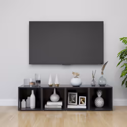vidaXL 2x TV Cabinets Grey Engineered Wood Hifi Unit Furniture HiFi Cabinet - Additional view 8