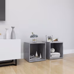 vidaXL 2x TV Cabinets Concrete Grey Engineered Wood Unit Furniture Cabinet