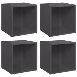 vidaXL 4x TV Cabinets High Gloss Grey Engineered Wood Unit Furniture Cabinet