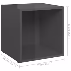 vidaXL 4x TV Cabinets High Gloss Grey Engineered Wood Unit Furniture Cabinet - Additional view 4