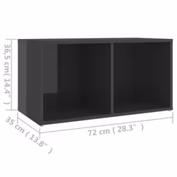 vidaXL TV Cabinet High Gloss Grey Engineered Wood Stereo Cabinet Furniture - Additional view 4