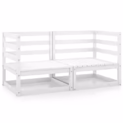 vidaXL Garden Corner Sofas Outdoor Sectional Sofa 2 pcs White Solid Wood Pine