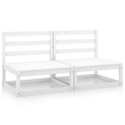 vidaXL Garden Middle Sofas Outdoor Sectional Sofa 2 pcs White Solid Wood Pine