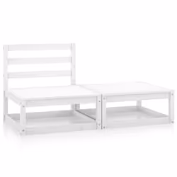 vidaXL Solid Pinewood Garden Lounge Set 2 Piece White outdoor Lounge Sofa