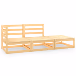 vidaXL Solid Pinewood Garden Lounge Set 3 Piece Patio Outdoor Seat Furniture
