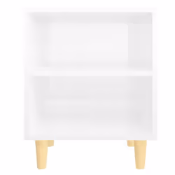 vidaXL 2x Bed Cabinets Solid Wood Legs High Gloss White Bedroom Nightstand - Additional view 6