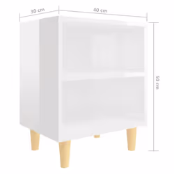 vidaXL 2x Bed Cabinets Solid Wood Legs High Gloss White Bedroom Nightstand - Additional view 8