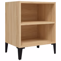 vidaXL Bed Cabinet with Metal Legs Sonoma Oak Side Bedroom Table Nightstand