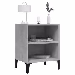 vidaXL Bed Cabinet with Metal Legs Concrete Grey Side Bedroom Table Nightstand
