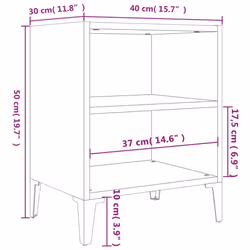 vidaXL Bed Cabinet with Metal Legs Concrete Grey Side Bedroom Table Nightstand