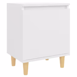 vidaXL Bed Cabinet with Solid Wood Legs White Side Bedroom Table Nightstand - Additional view 3