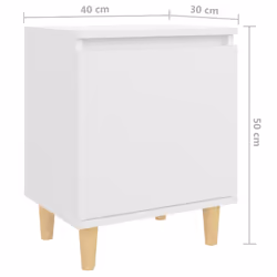 vidaXL Bed Cabinet with Solid Wood Legs White Side Bedroom Table Nightstand - Additional view 5