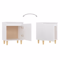vidaXL Bed Cabinet with Solid Wood Legs White Side Bedroom Table Nightstand - Additional view 6