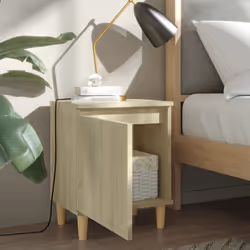 vidaXL Bed Cabinet with Solid Wood Legs Sonoma Oak Home Side Table Nightstand - Additional view 4