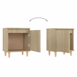vidaXL Bed Cabinet with Solid Wood Legs Sonoma Oak Home Side Table Nightstand - Additional view 5