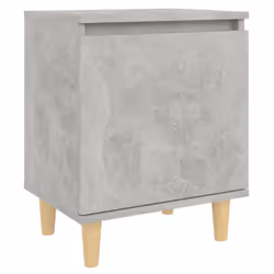 vidaXL Bed Cabinet with Solid Wood Legs Concrete Grey Side Table Nightstand - Additional view 3