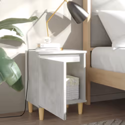 vidaXL Bed Cabinet with Solid Wood Legs Concrete Grey Side Table Nightstand - Additional view 4