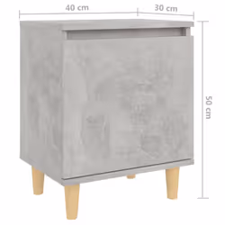 vidaXL Bed Cabinet with Solid Wood Legs Concrete Grey Side Table Nightstand - Additional view 5