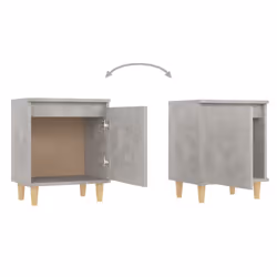vidaXL Bed Cabinet with Solid Wood Legs Concrete Grey Side Table Nightstand - Additional view 6