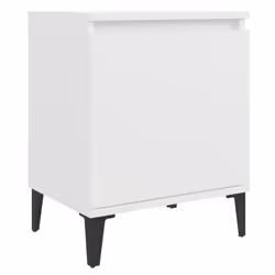 vidaXL Bed Cabinet with Metal Legs White Side Table Desk Bedroom Nightstand