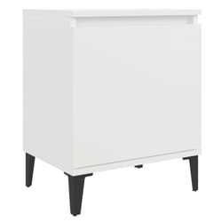 vidaXL Bed Cabinet with Metal Legs White Side Table Desk Bedroom Nightstand