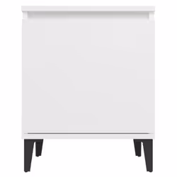 vidaXL Bed Cabinet with Metal Legs White Side Table Desk Bedroom Nightstand - Additional view 7