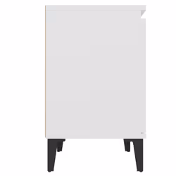 vidaXL Bed Cabinet with Metal Legs White Side Table Desk Bedroom Nightstand - Additional view 8